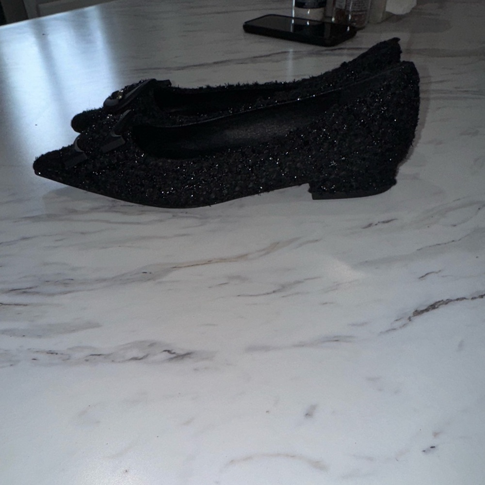 C.Paravano Black tweed pointed toe flats with C Buckle size 36 - Picture 4 of 15